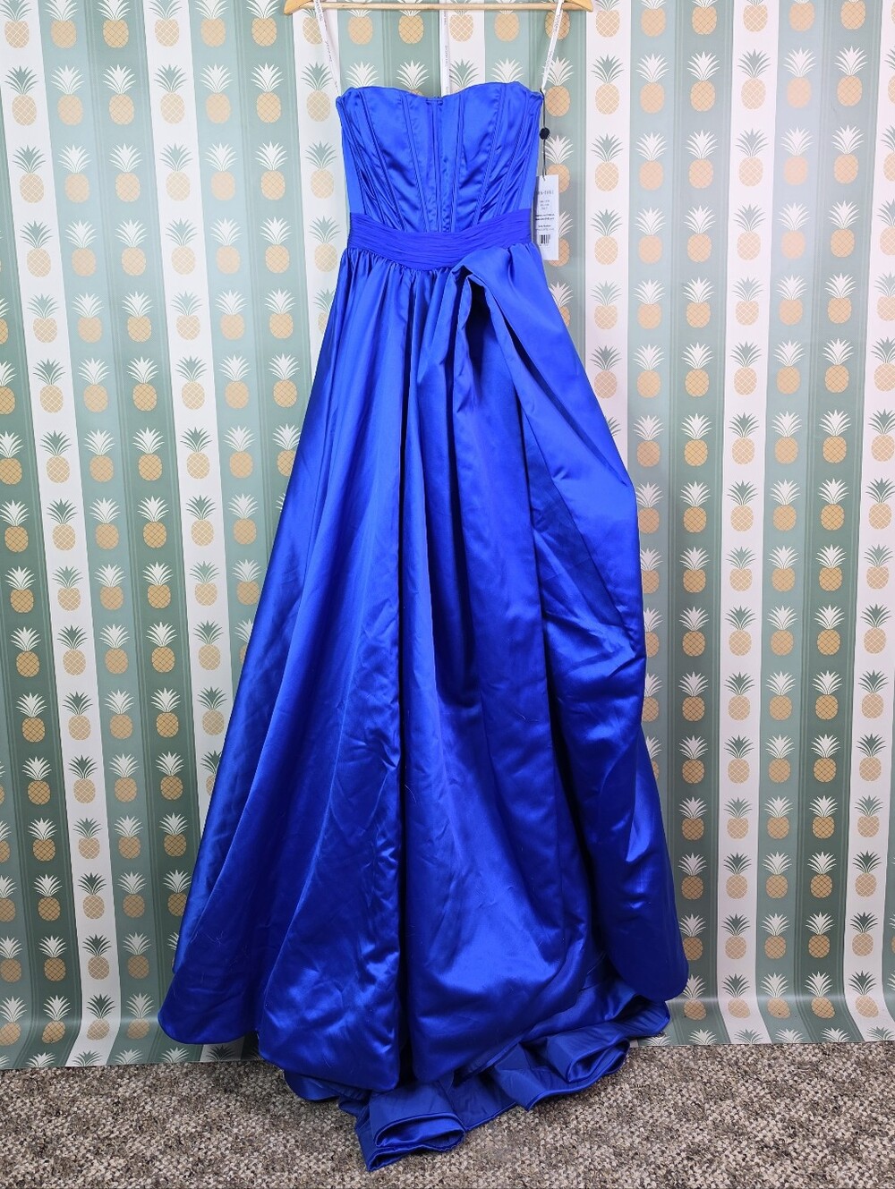 Sherri Hill 51630 Strapless Royal Blue Satin Evening Gown